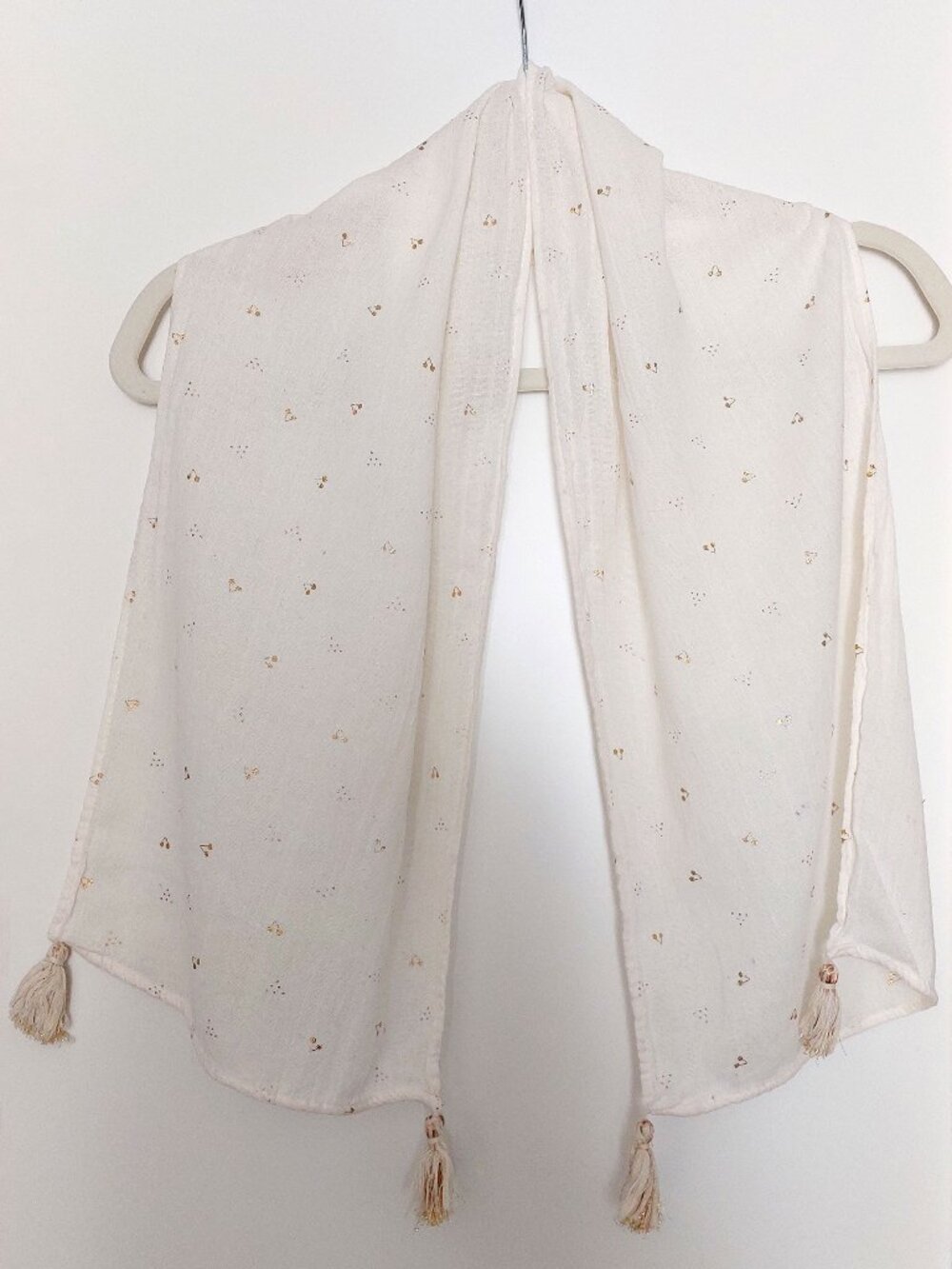 Zara Cotton Summer Scarf Head Wrap Tiny Golden Cherries Print